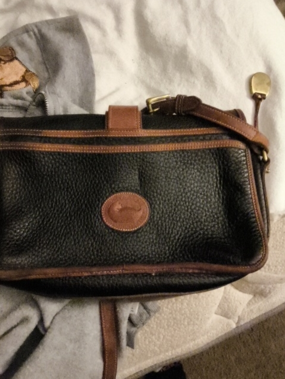 Men's Black and Brown Leather Crossbody Bag